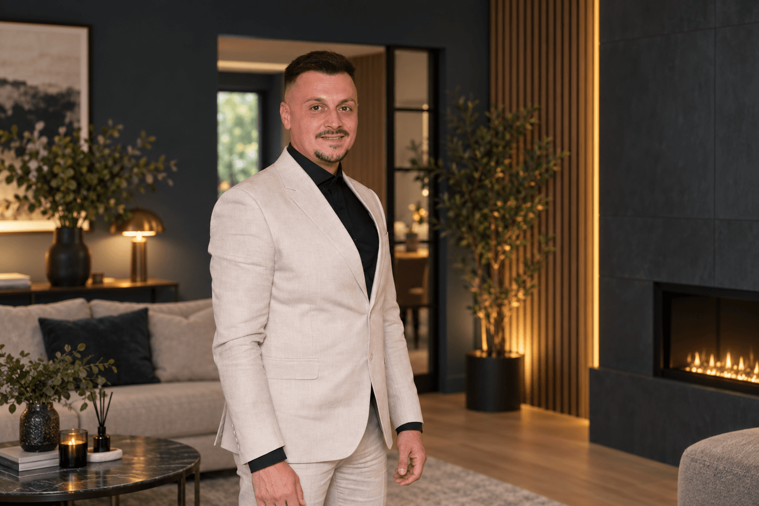 Alin, founder of AGF Services, in a modern home interior