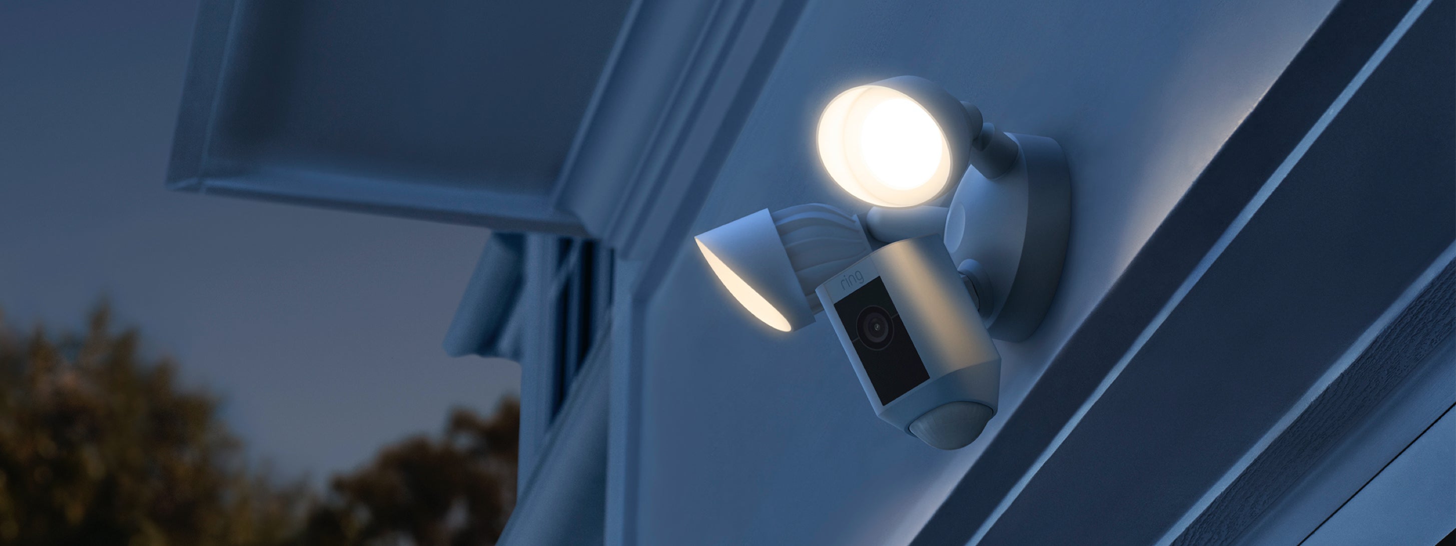 Ring Floodlight Cam Wired Plus installed outdoors