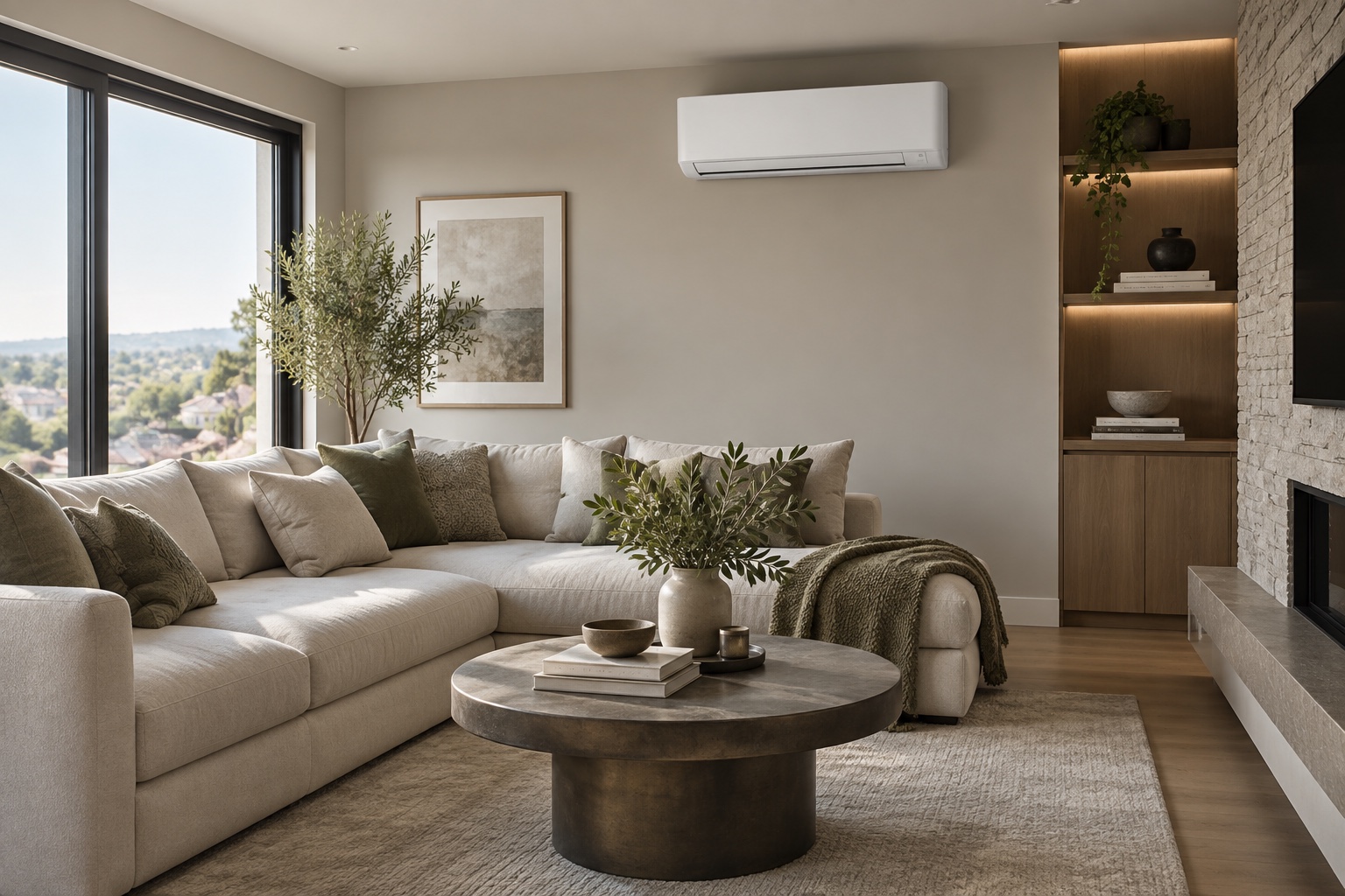 Air conditioning installed in a modern living room