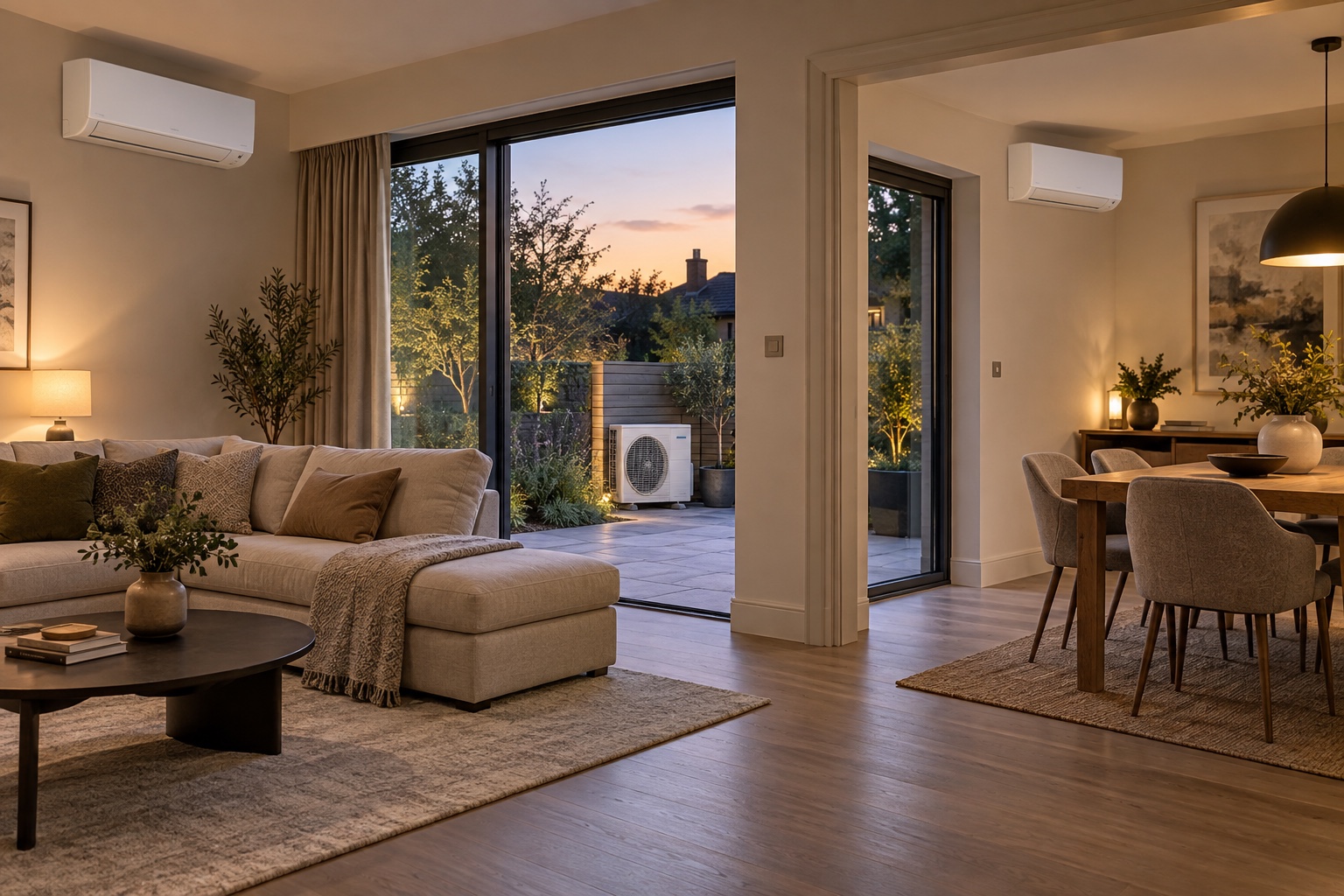 Two-room multi-split air-conditioning installation with one outdoor unit